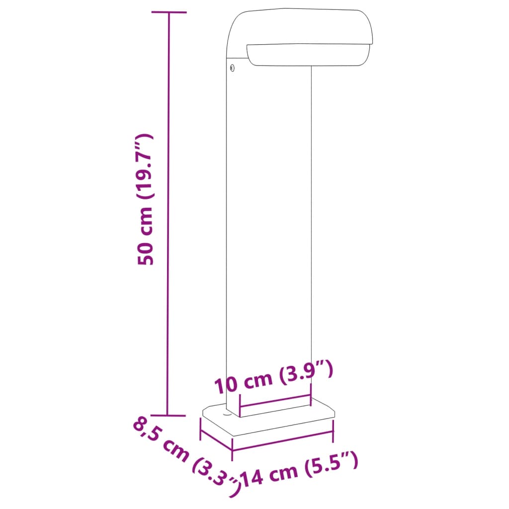 3 db fekete öntött alumínium kültéri állólámpa 50 cm