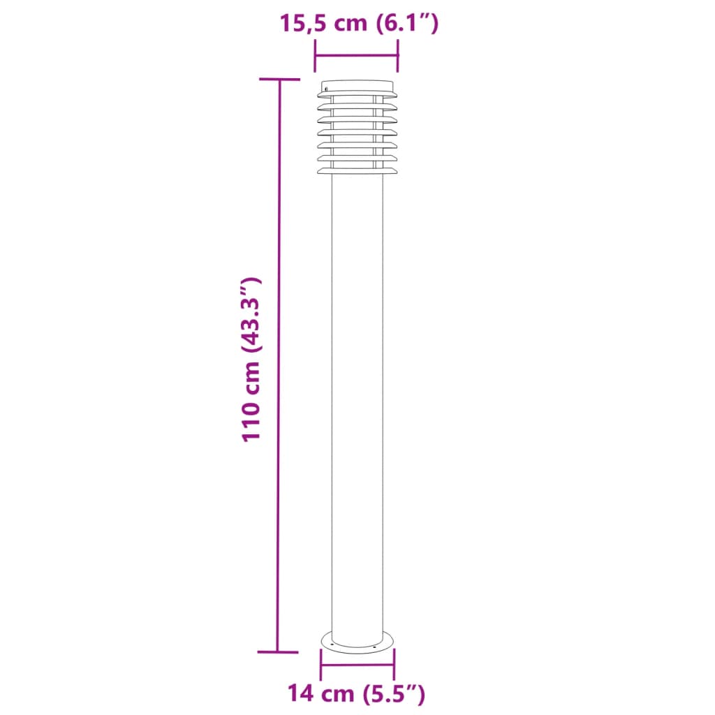 3 db ezüstszínű rozsdamentes acél kültéri állólámpa 110 cm