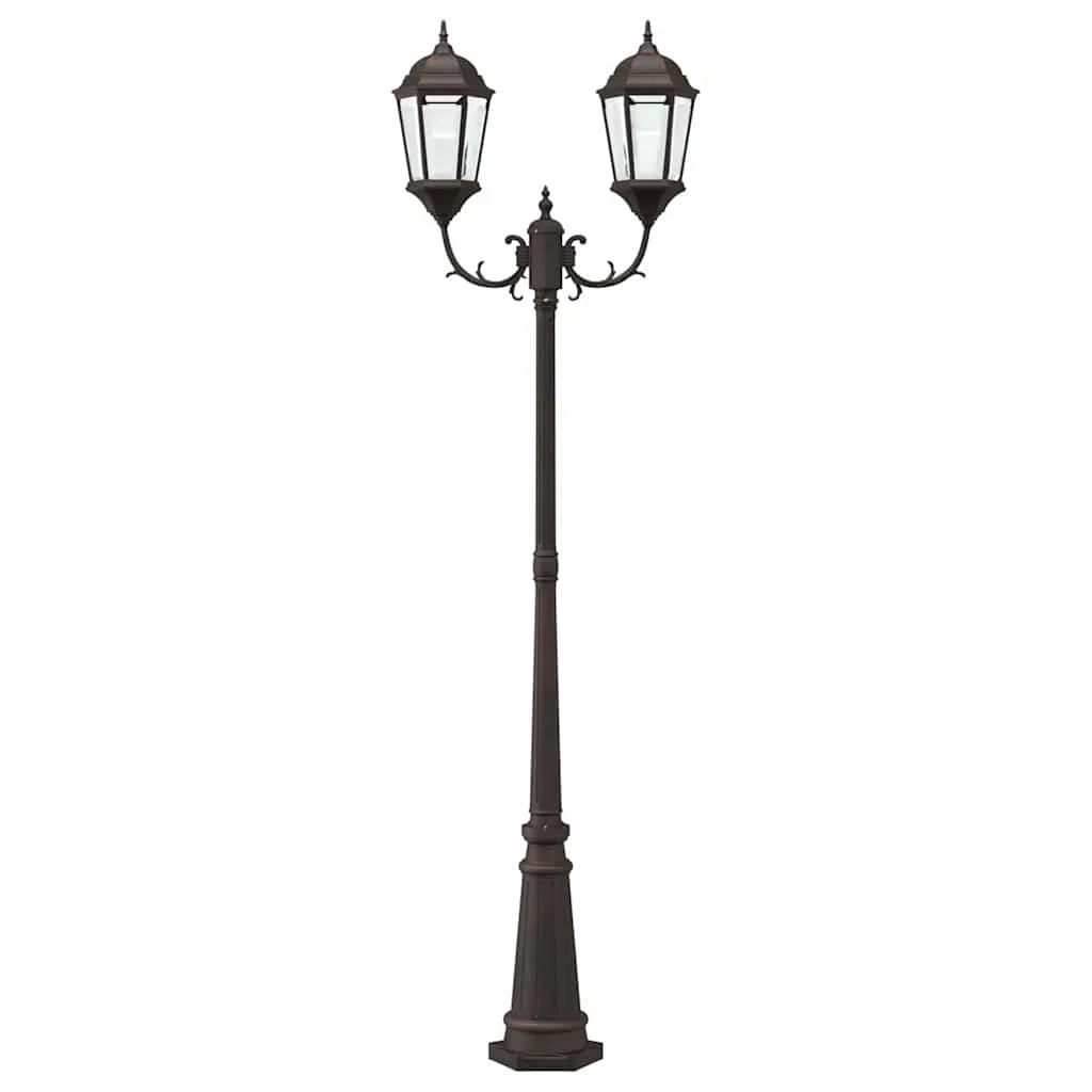 Kerti Lámpaoszlop 2-Lámpás E27 Bronz 235 cm Alumínium
