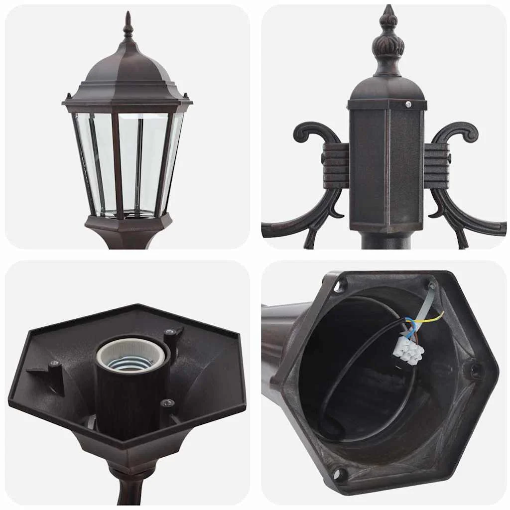 Kerti Lámpaoszlop 2-Lámpás E27 Bronz 235 cm Alumínium