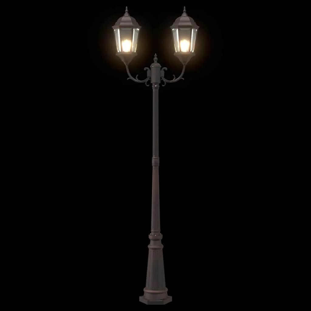 Kerti Lámpaoszlop 2-Lámpás E27 Bronz 235 cm Alumínium