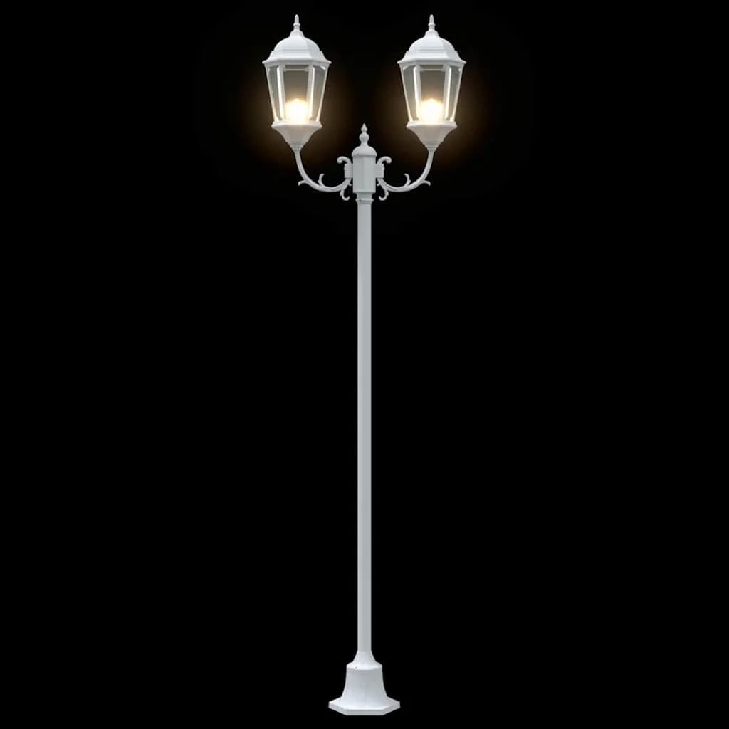 Kerti Lámpaoszlop 2-Lámpás E27 Fehér 220 cm Alumínium