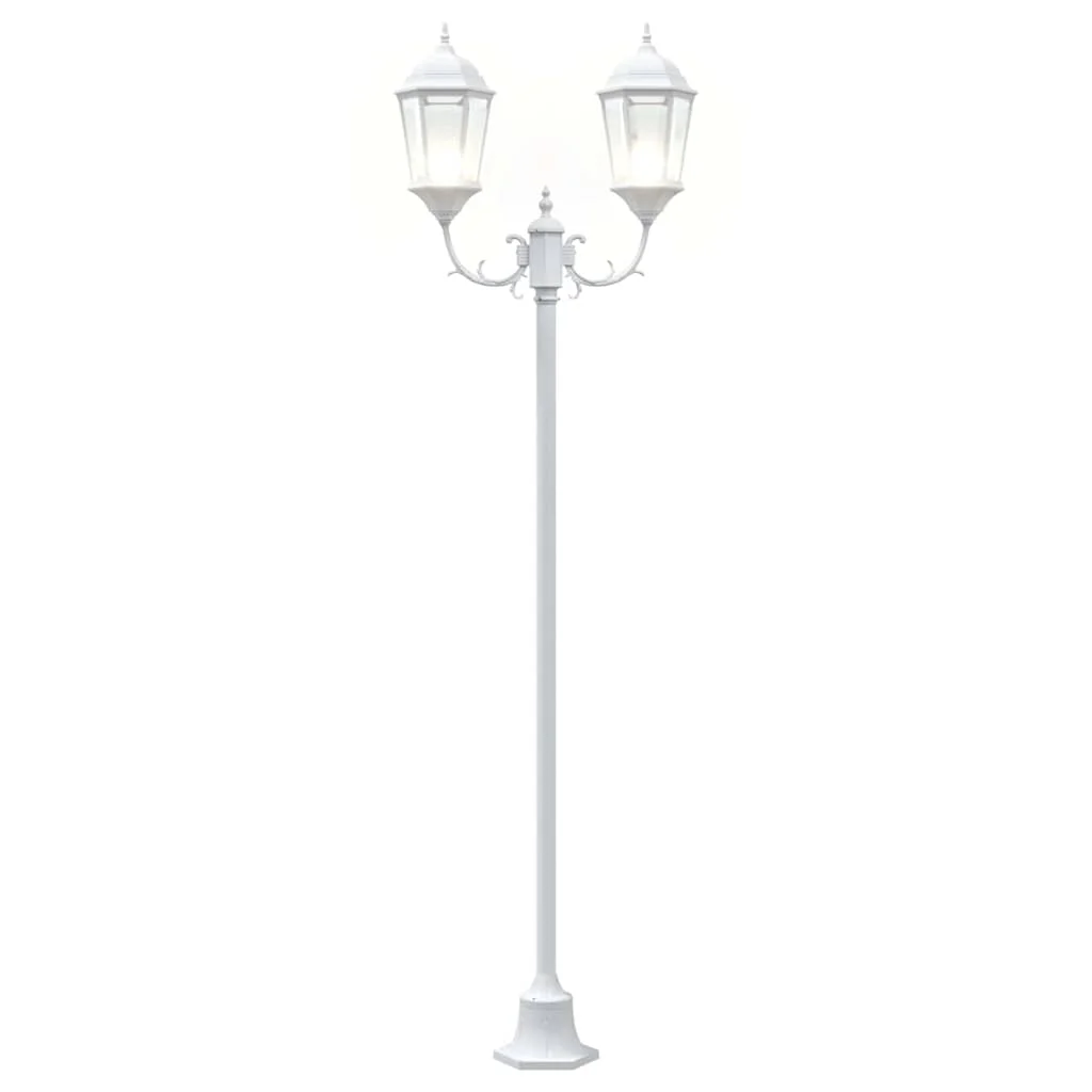 Kerti Lámpaoszlop 2-Lámpás E27 Fehér 220 cm Alumínium