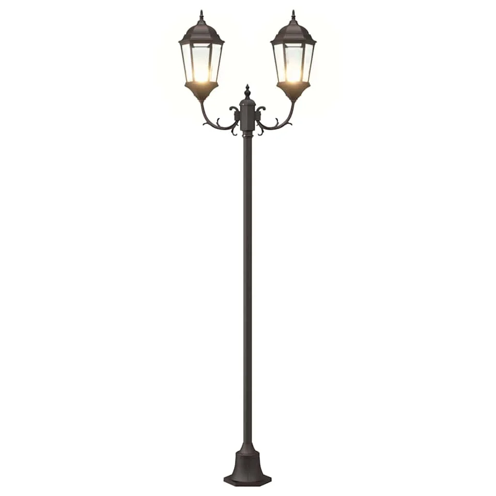 Kert Világítóoszlop 2-Lámpás E27 Bronz 220 cm Alumínium