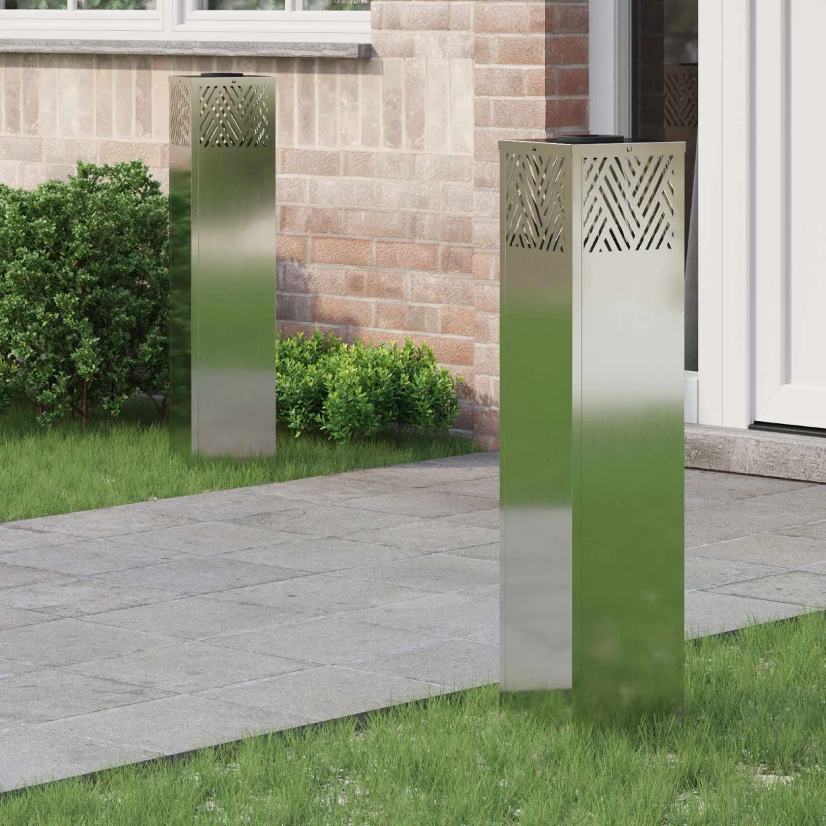 Napelemmel működő LED ösvény világítás 2 pcs Ezüst Galvanizált