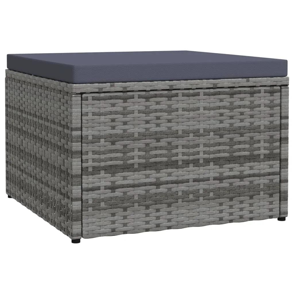 Szürke polyrattan kerti lábzsámoly párnával
