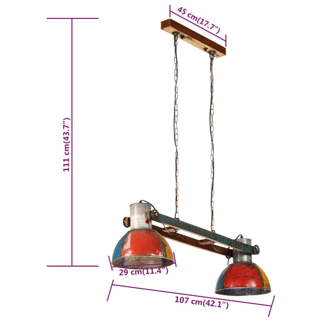 Többszínű ipari függőlámpa 25 W 111 cm E27