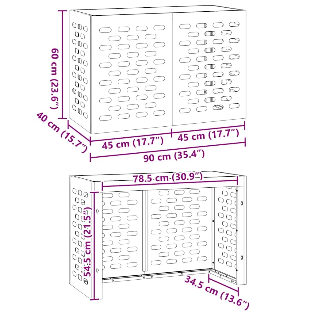 Légkondicionáló Takaró Fekete 90 x 40 x 60 cm Acél