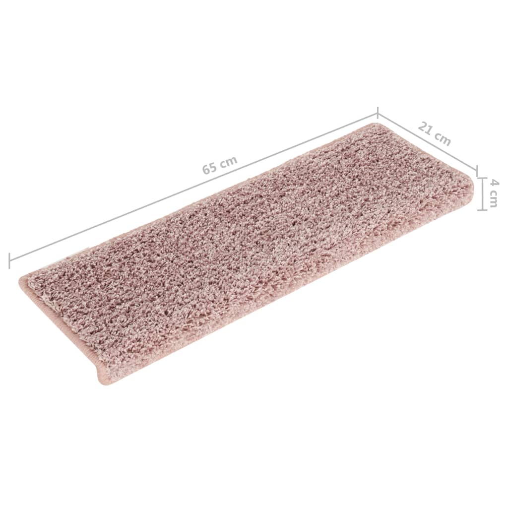 15 db fehér-rózsaszín lépcsőszőnyeg 65x21x4 cm