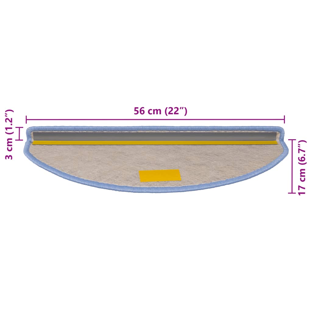 15 db szizál hatású kék öntapadó lépcsőszőnyeg 56x17x3 cm