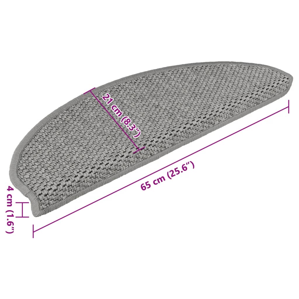 15 db szizál hatású ezüstszínű öntapadó lépcsőszőnyeg 65x21x4cm