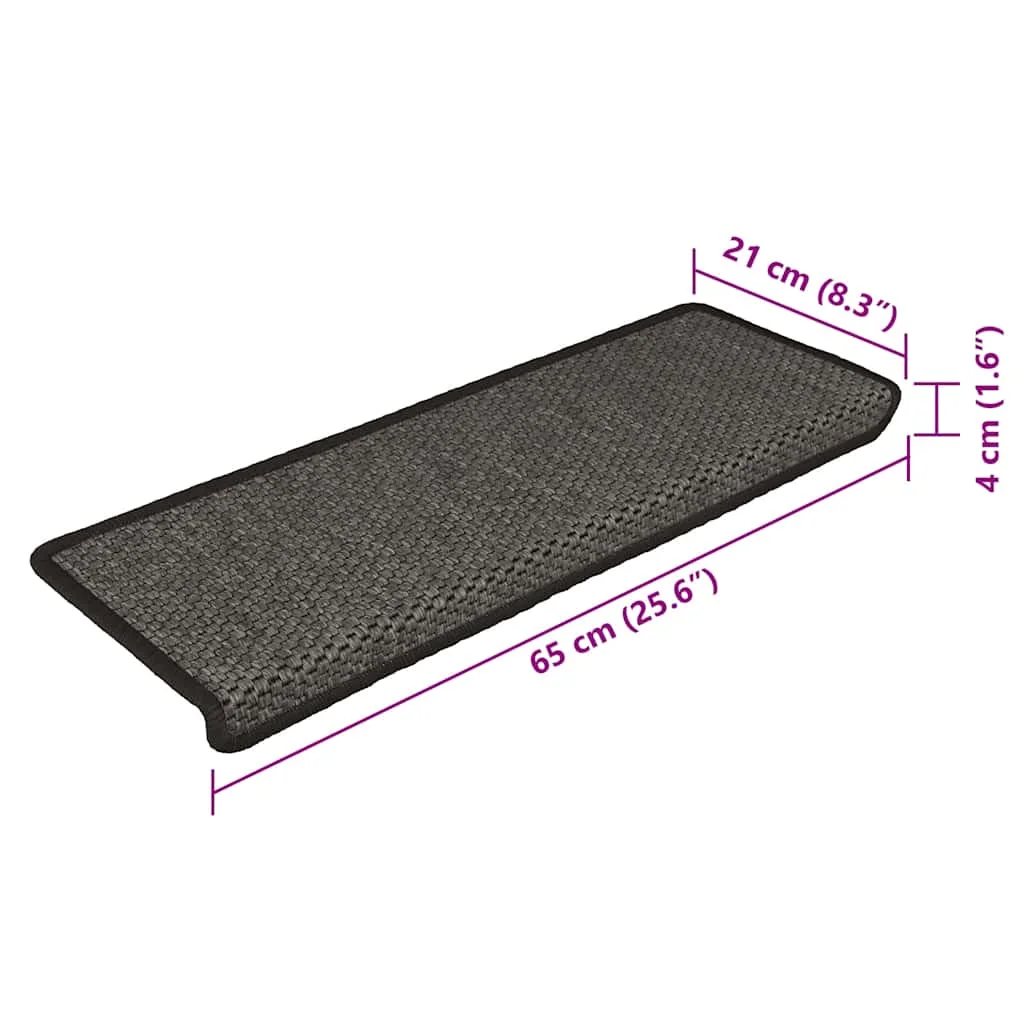 15 db szizál hatású antracitszürke lépcsőszőnyeg 65x21x4 cm