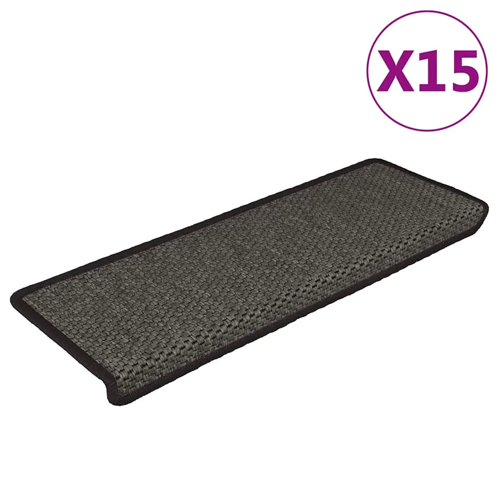 15 db szizál hatású antracitszürke lépcsőszőnyeg 65x21x4 cm