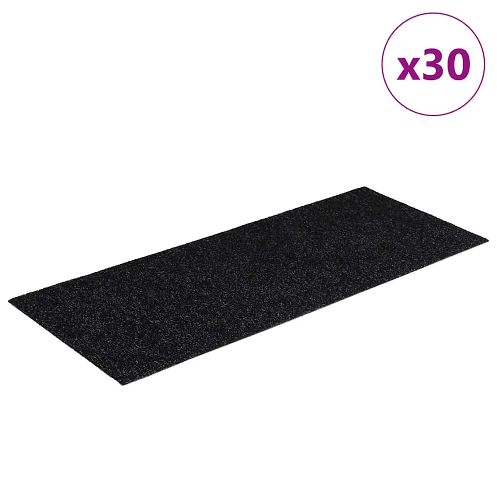 30 db fekete lépcsőszőnyeg öntapadós téglalap alakú 60x25 cm