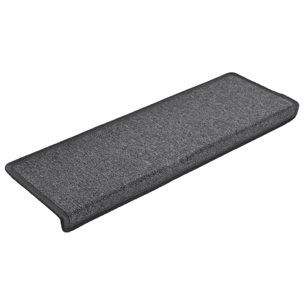 15 db sötétszürke lépcsőszőnyeg, téglalap alakú széllel, 65 x 21 x 4 cm
