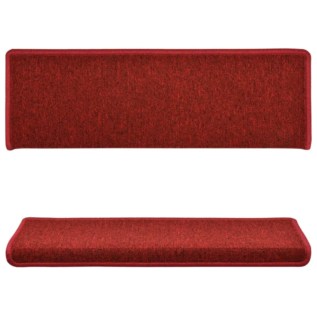 15 db lépcsőszőnyeg 65 x 21 x 4 cm bordó téglalap alakú széllel