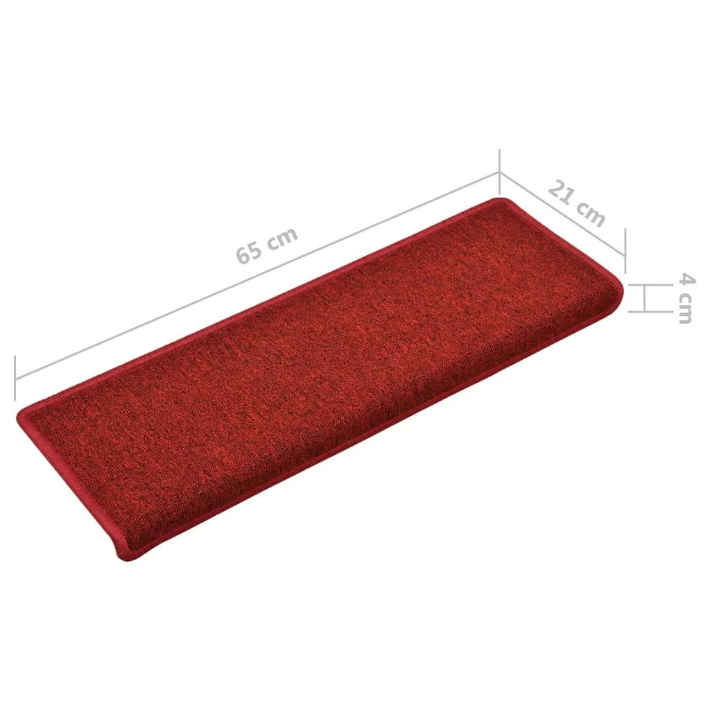 15 db lépcsőszőnyeg 65 x 21 x 4 cm bordó téglalap alakú széllel