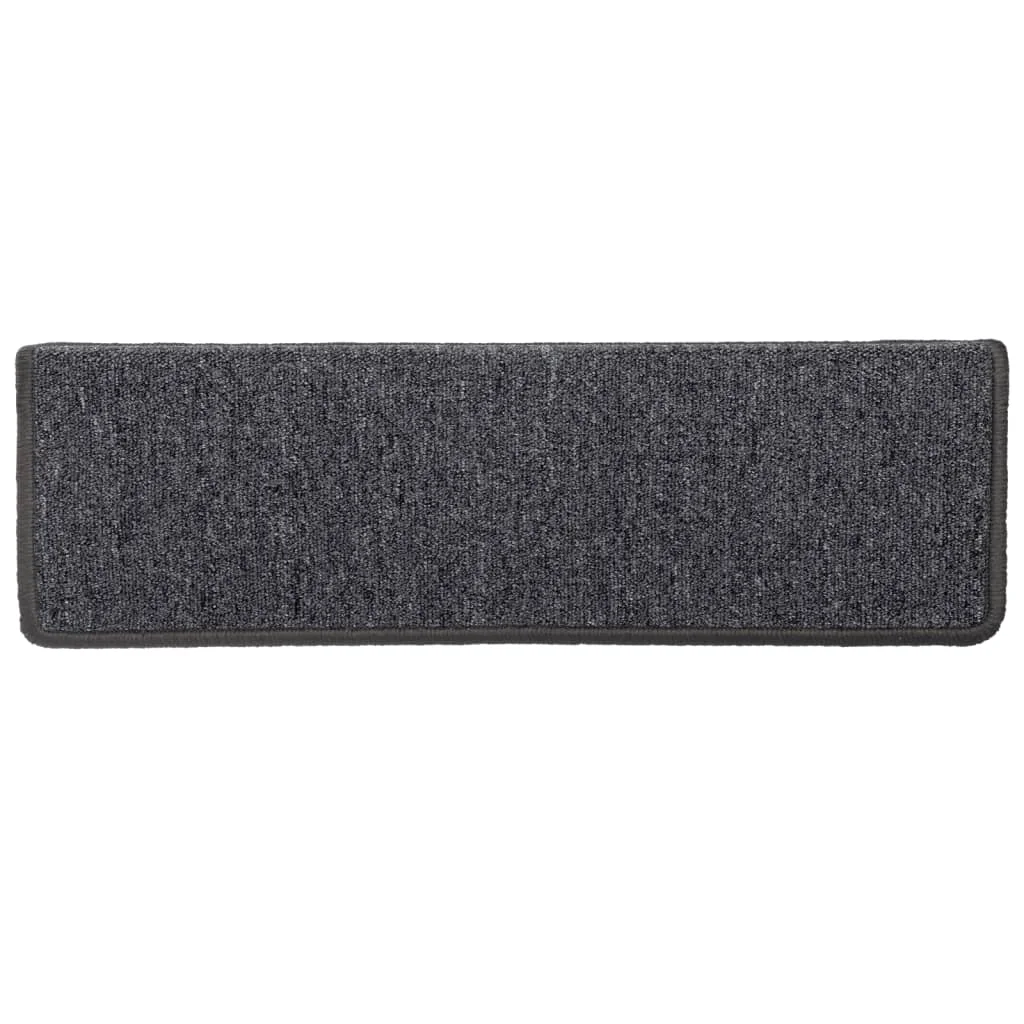 15 db sötétszürke lépcsőszőnyeg, téglalap alakú széllel, 65 x 21 x 4 cm