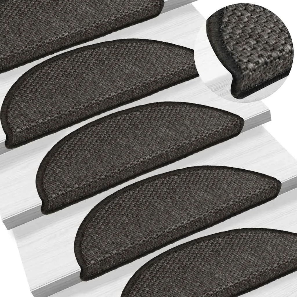 15 db szizál hatású antracitszürke lépcsőszőnyeg 56x17x3 cm