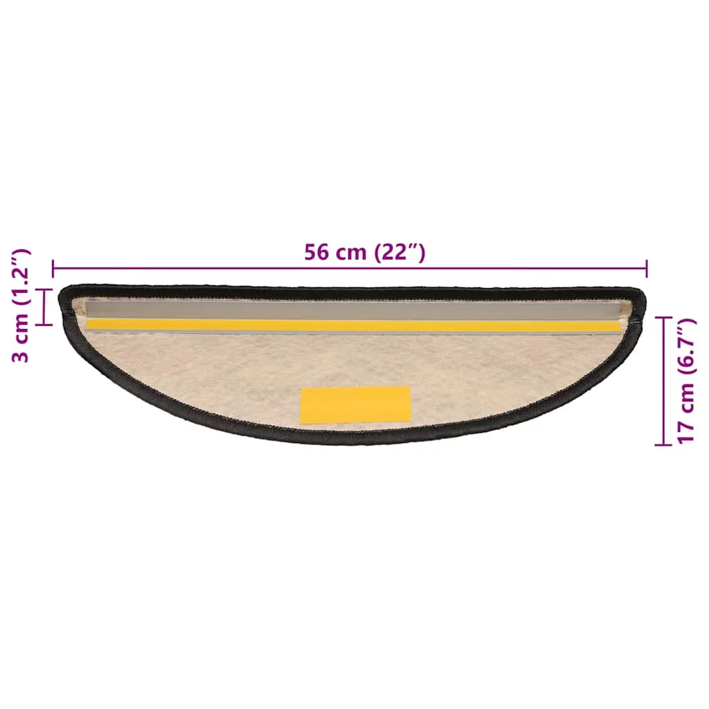 15 db szizál hatású antracitszürke lépcsőszőnyeg 56x17x3 cm
