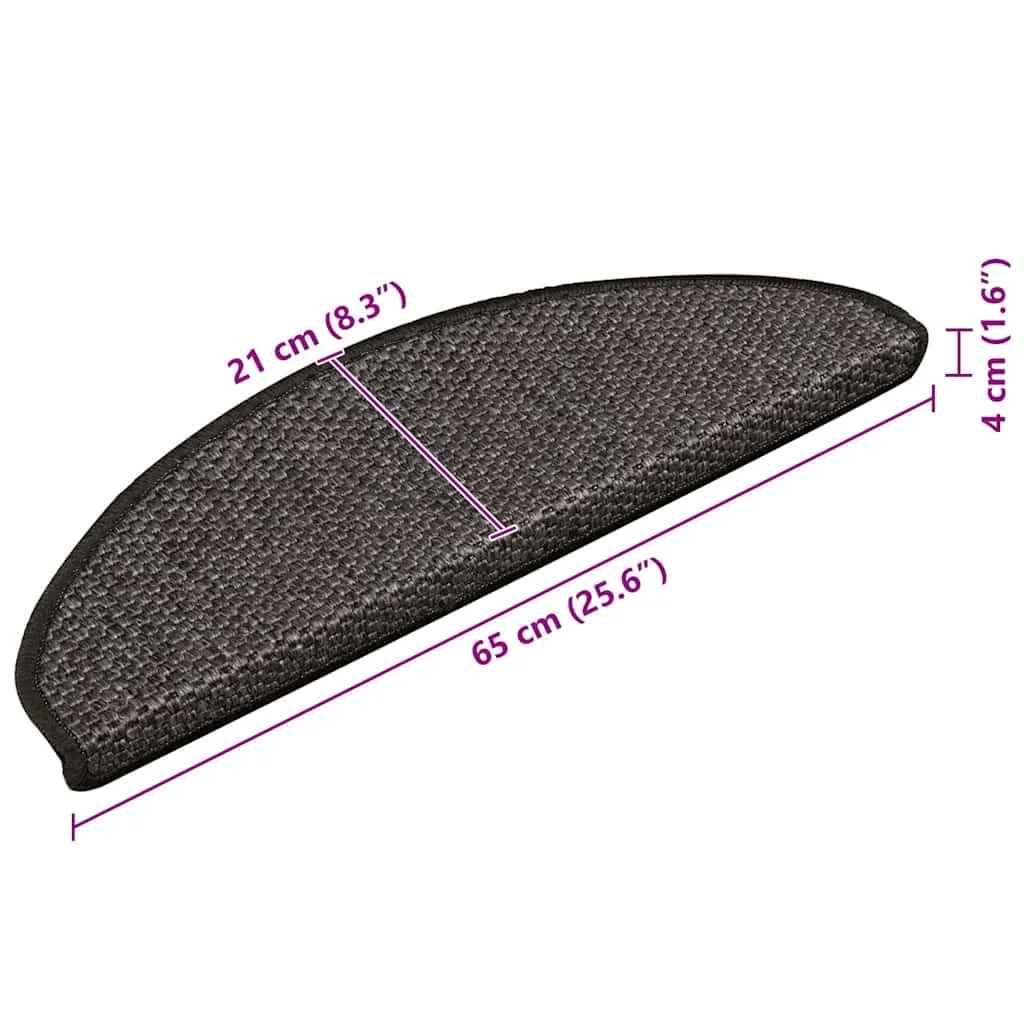 15 db szizál hatású antracitszürke lépcsőszőnyeg 65x21x4 cm