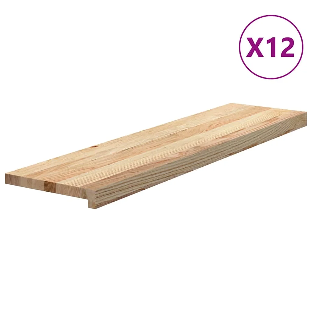 12 db tömör tölgyfa lépcsőfokok kezeletlen 100x25x2 cm