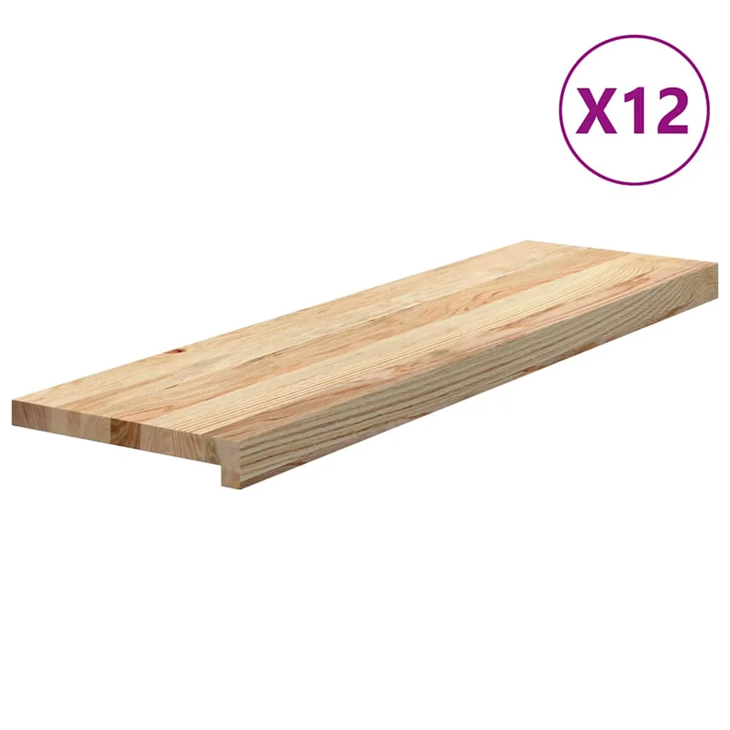 12 db tömör tölgyfa lépcsőfokok kezeletlen 90x30x2 cm