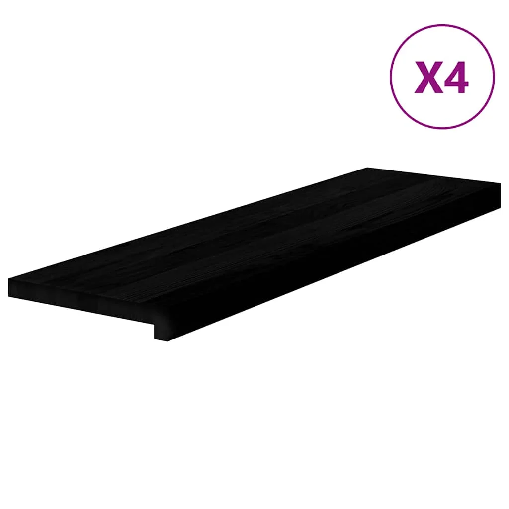Lépcsőfokok 4 db Sötétbarna 90x30x2 cm tömör fa tölgyfa