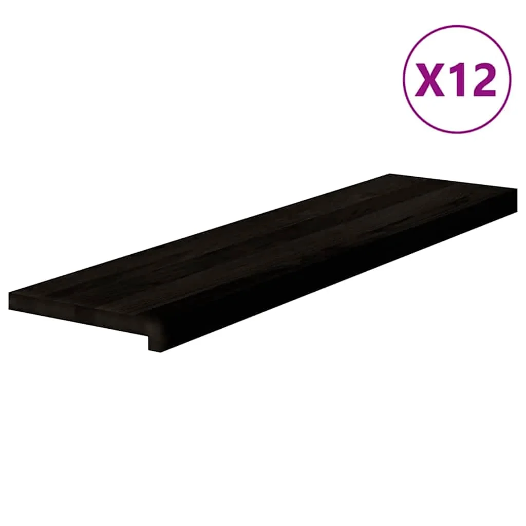 Lépcsőfokok 12 db Sötétbarna 100x30x2 cm tömör fa tölgyfa