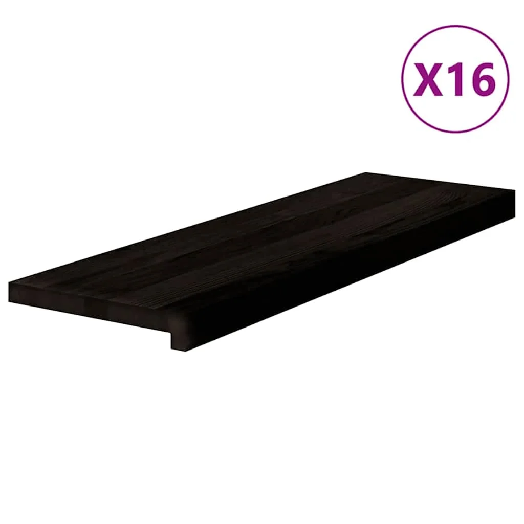Lépcsőfokok 16 db sötétbarna 80x25x2 cm tömör fa tölgyfa