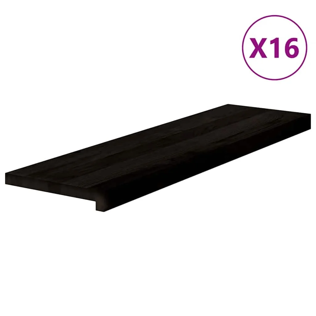 Lépcsőfokok 16 db sötétbarna 90x25x2 cm tömör fa tölgyfa