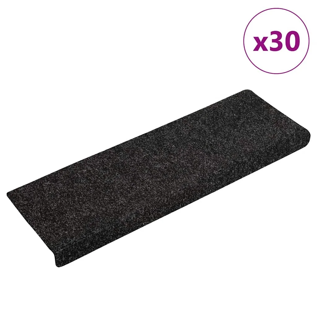 öntapadós lépcsőszőnyegek 30 db 65 x 21 x 4 cm fekete téglalap alakú széllel