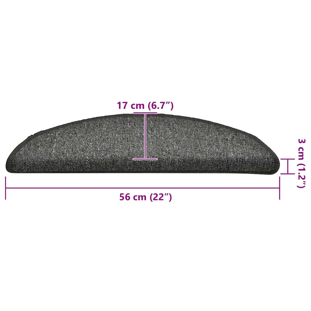 30 db sötétszürke félkör alakú lépcsőszőnyeg 56 x 17 x 3 cm