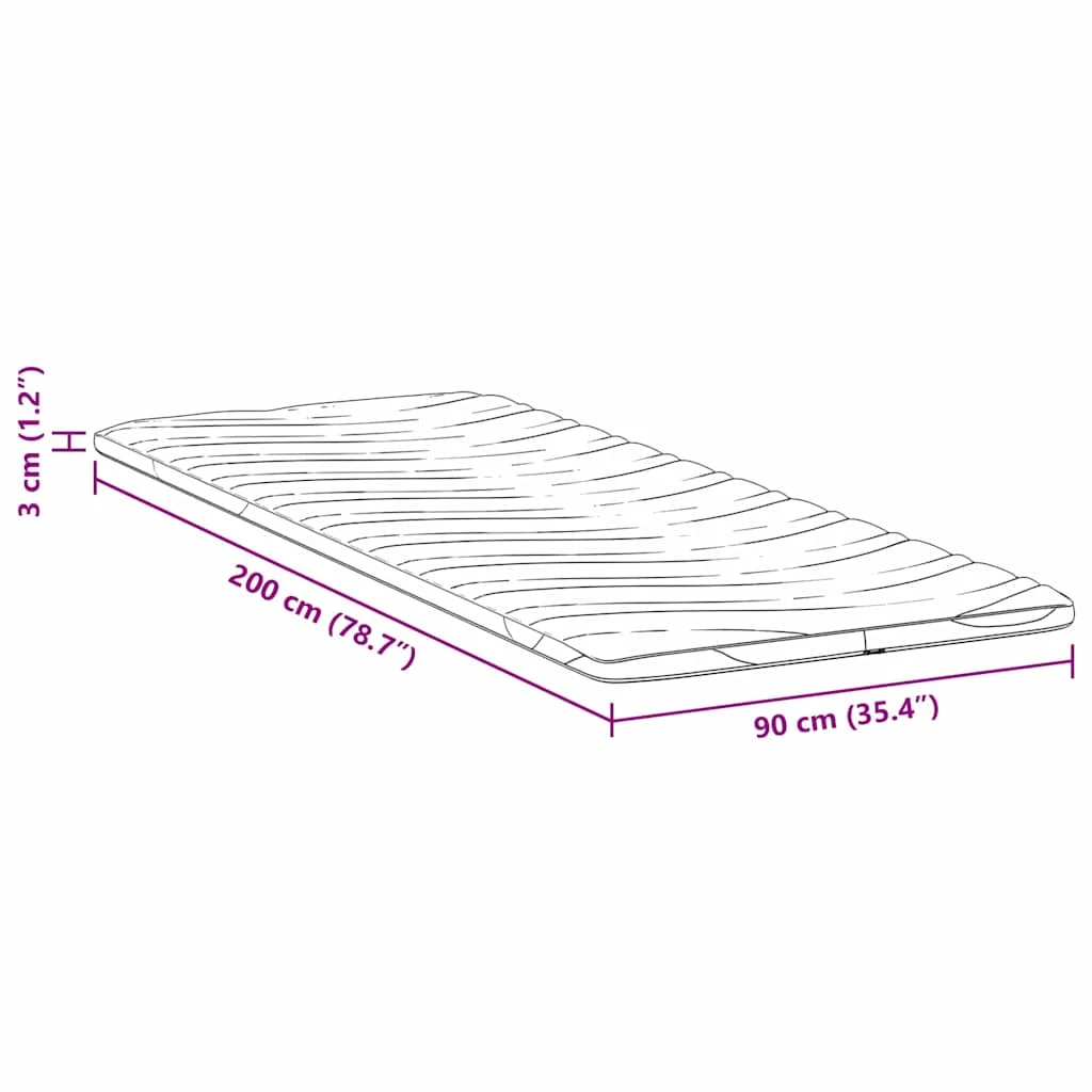 Matracpárnák Fehér 90 x 200 cm Nem ragasztós poliészter