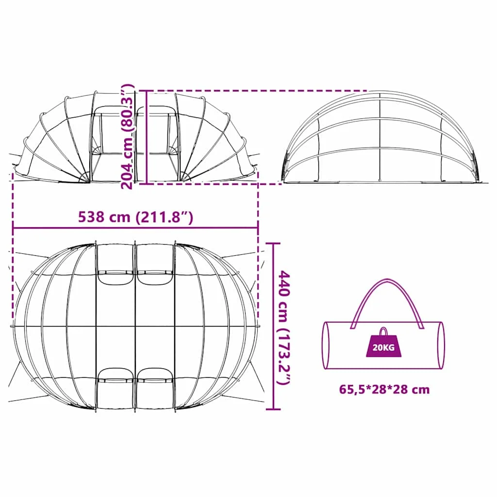 Medencetábor Dóm Zöld 538 x 440 x 204 cm