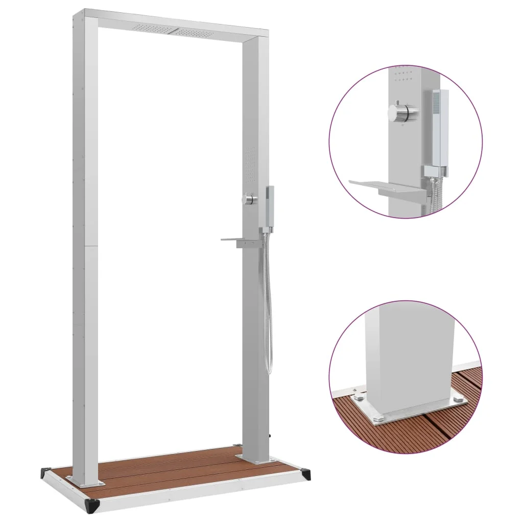 Kültéri WPC és rozsdamentes acél zuhany és zuhanytálca