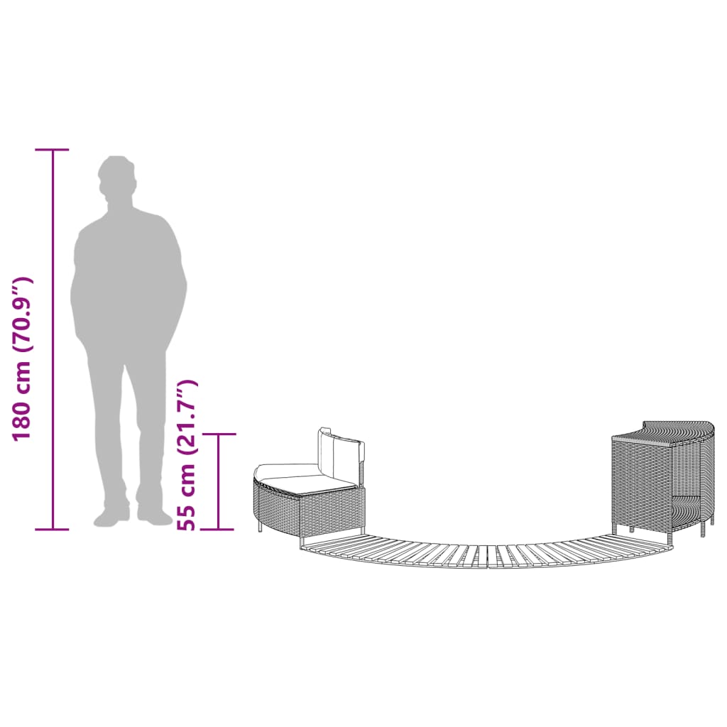 Fekete polyrattan és tömör akácfa jakuzzi-keret