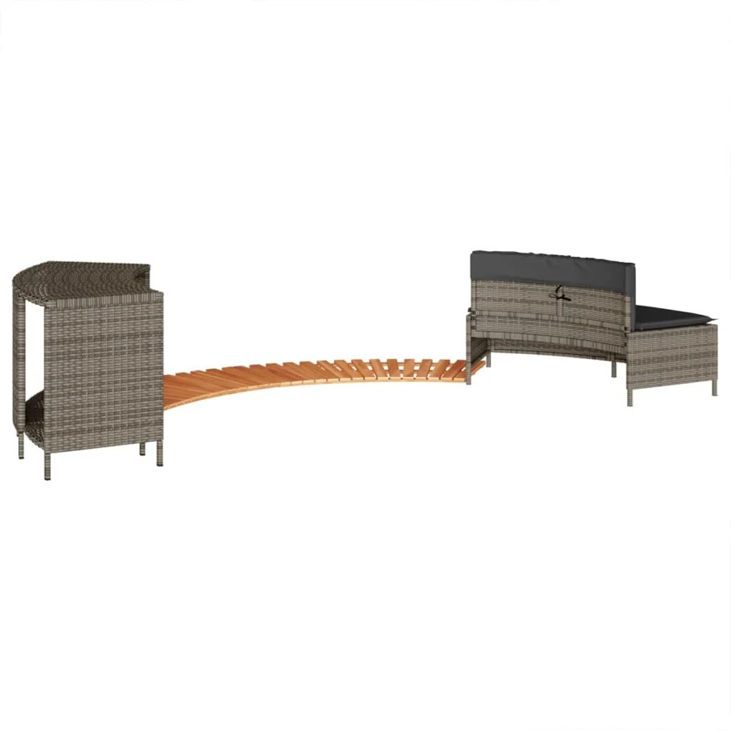 Szürke polyrattan és tömör akácfa jakuzzi-keret