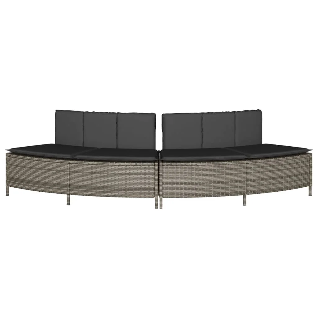 2 db szürke polyrattan pezsgőfürdő pad párnával