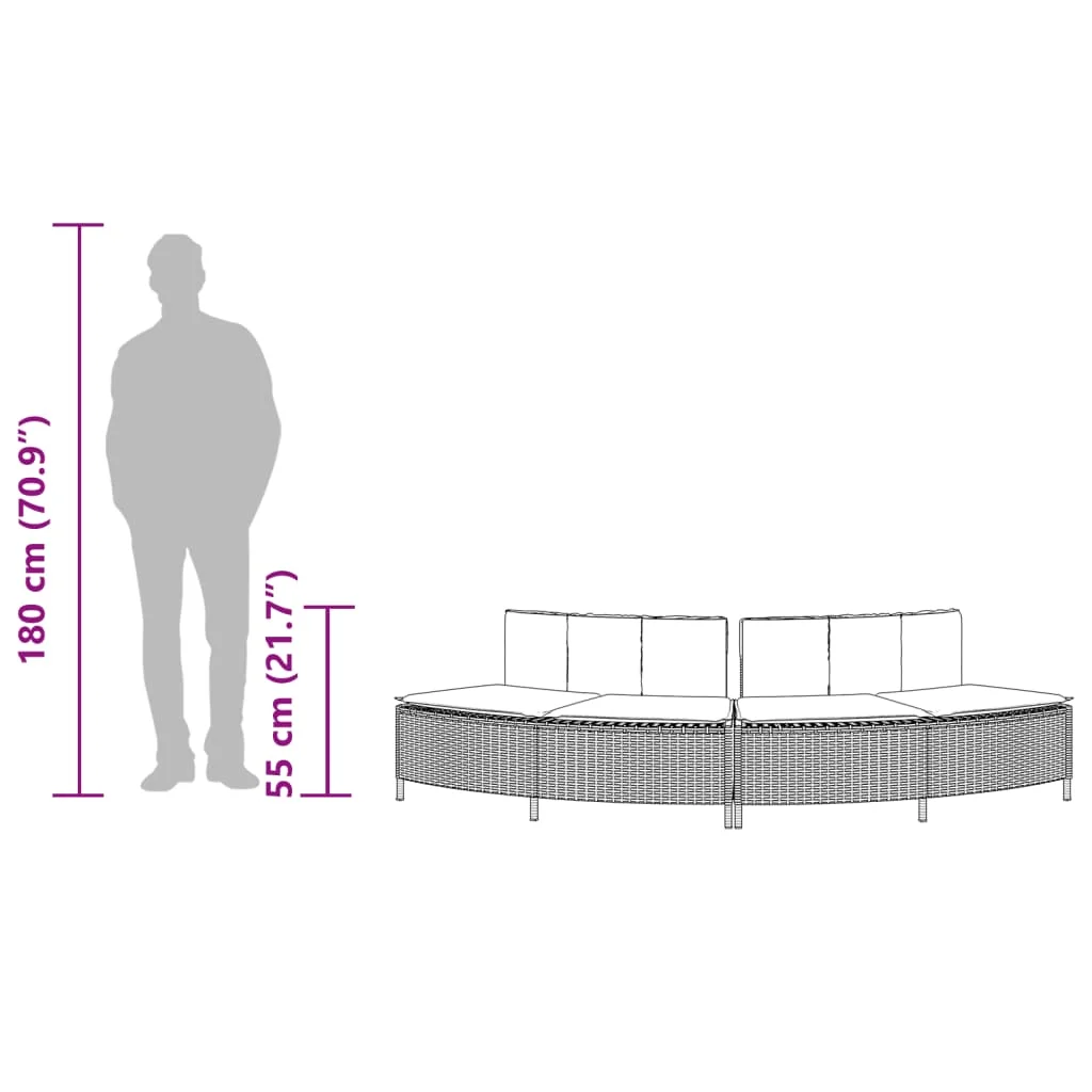 2 db fekete polyrattan pezsgőfürdőpad párnával