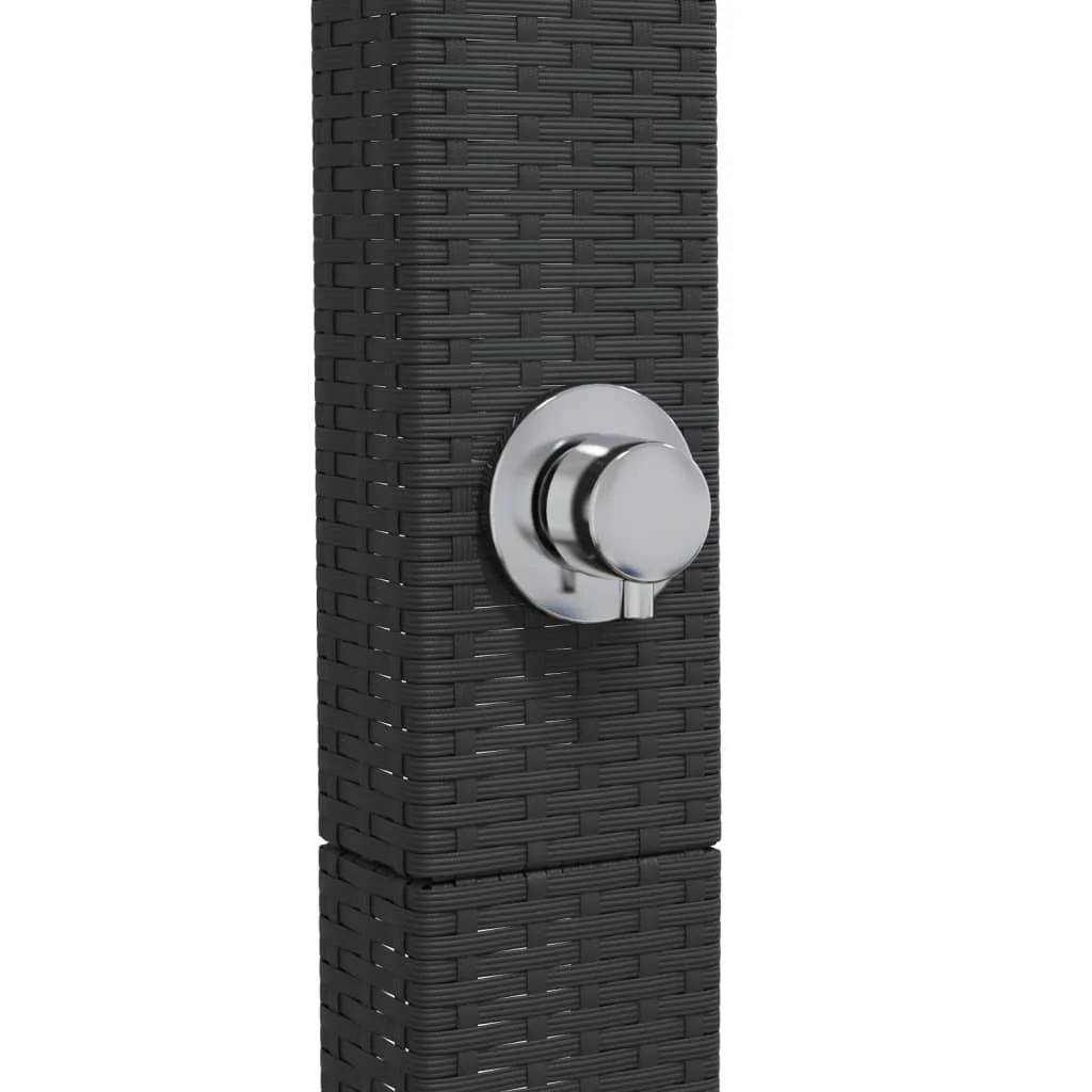 Fekete polyrattan és akácfa kültéri zuhanyzó 50 x 55 x 224 cm