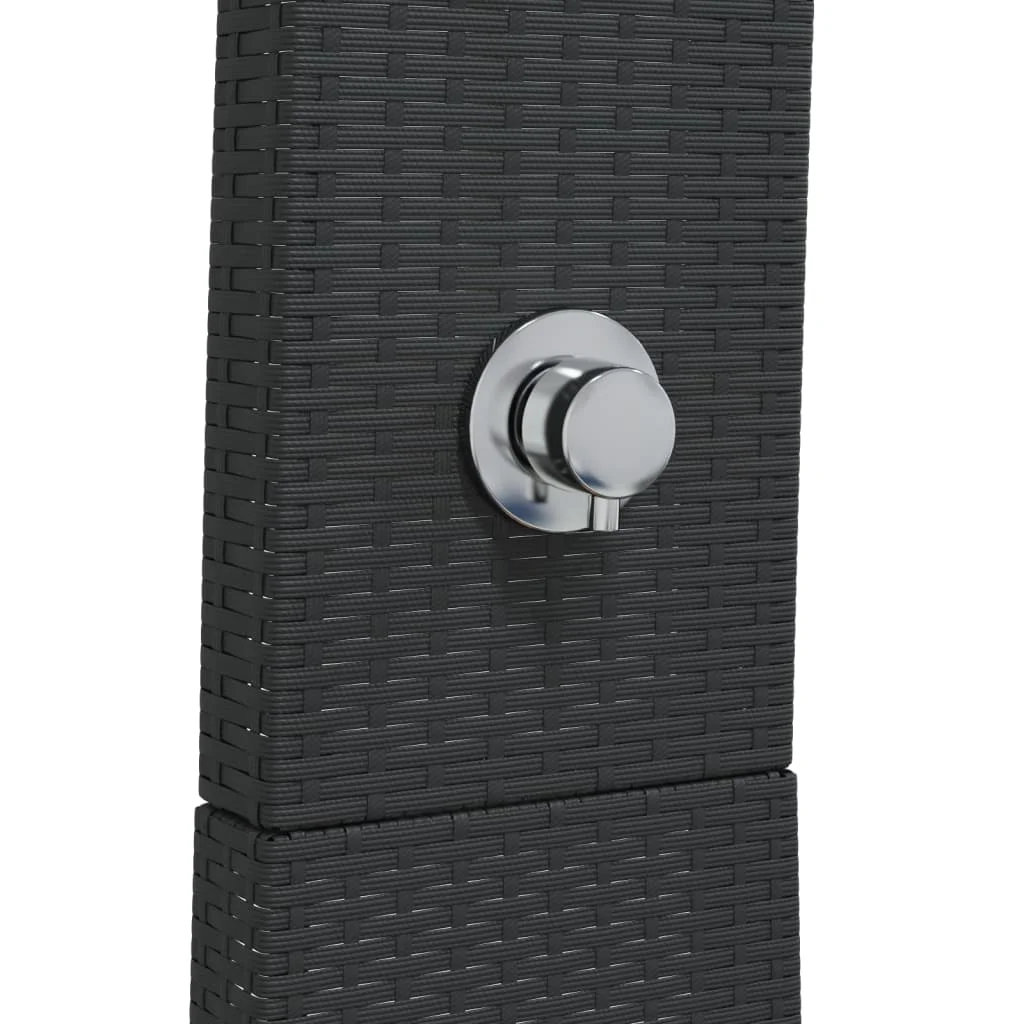 Fekete polyrattan és akácfa kültéri zuhanyzó 55 x 60 x 224 cm