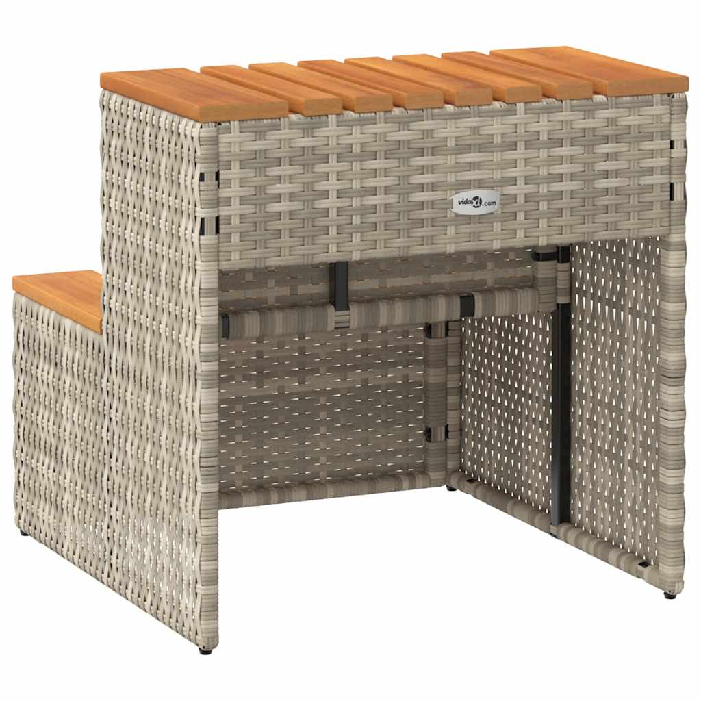 Pezsgőfürdő lépcső 50x50x50,5cm polyrattan és akácfa