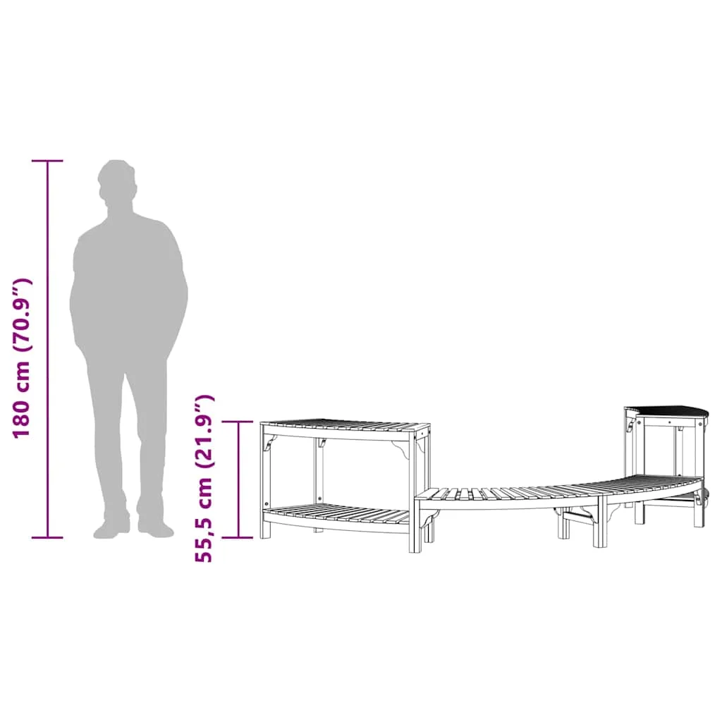 Gőzfürdő Környezet Félkör 272x120.5x55.5 cm Szilárd Akácfa