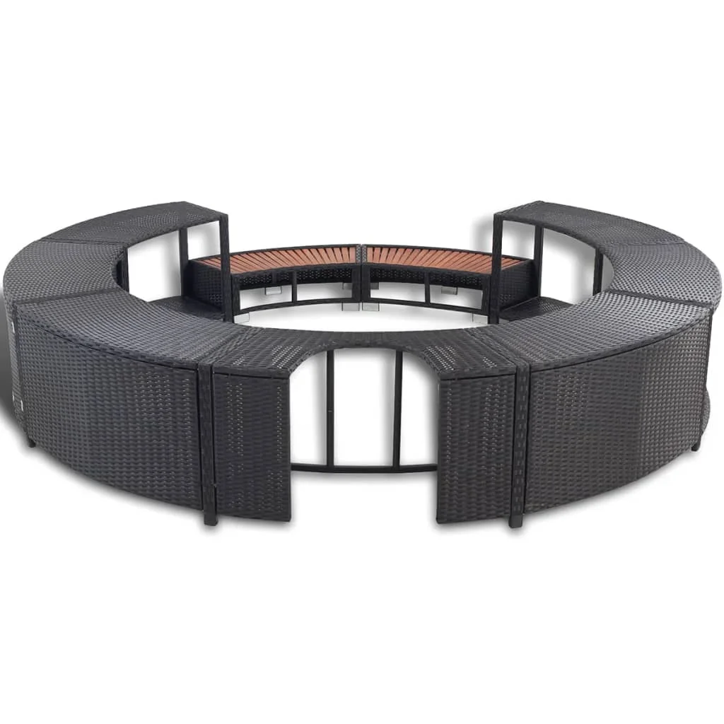 Fekete polyrattan jakuzzi-keret