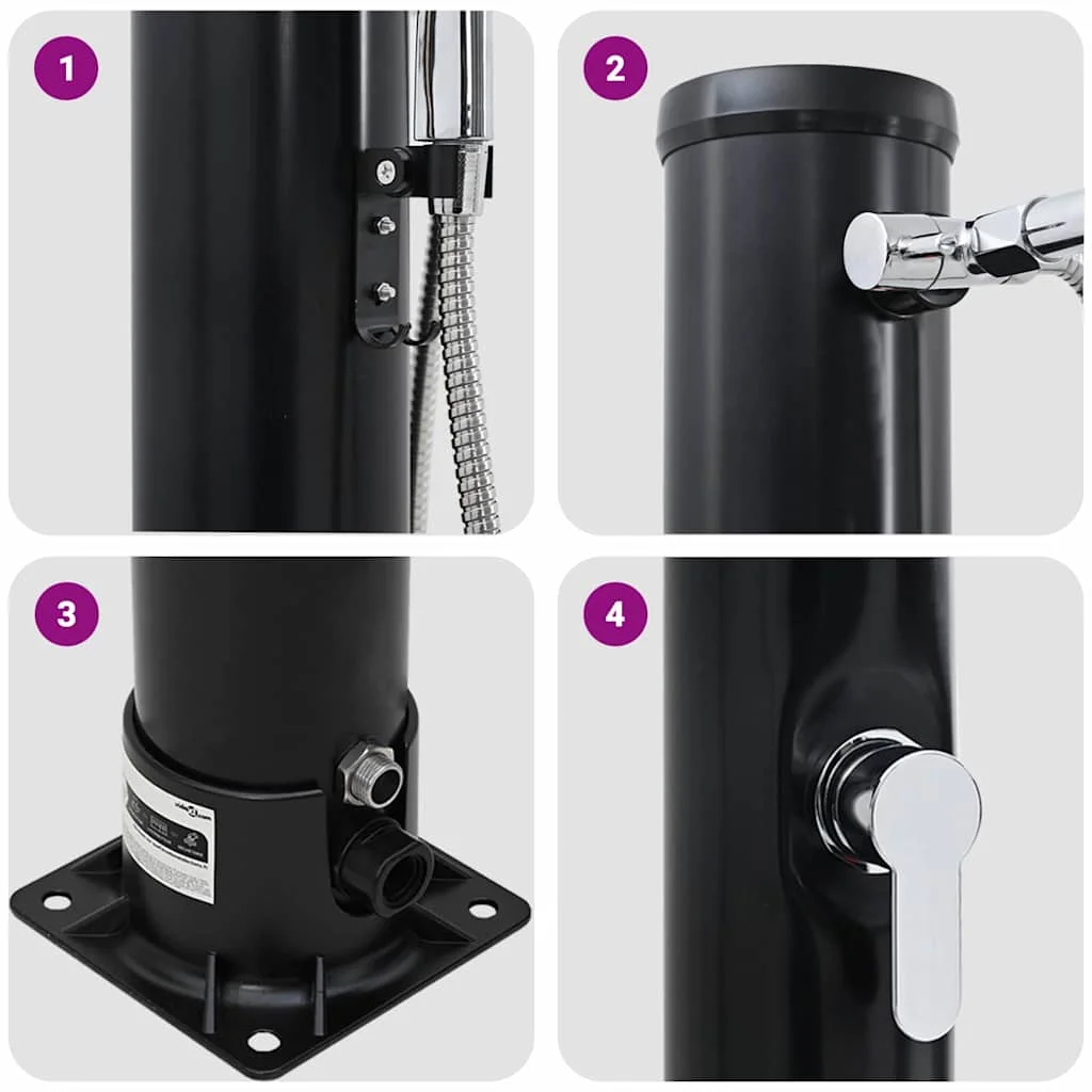 Külső Napelemes Zuhany Kézi Fejjel 217 cm 20 L