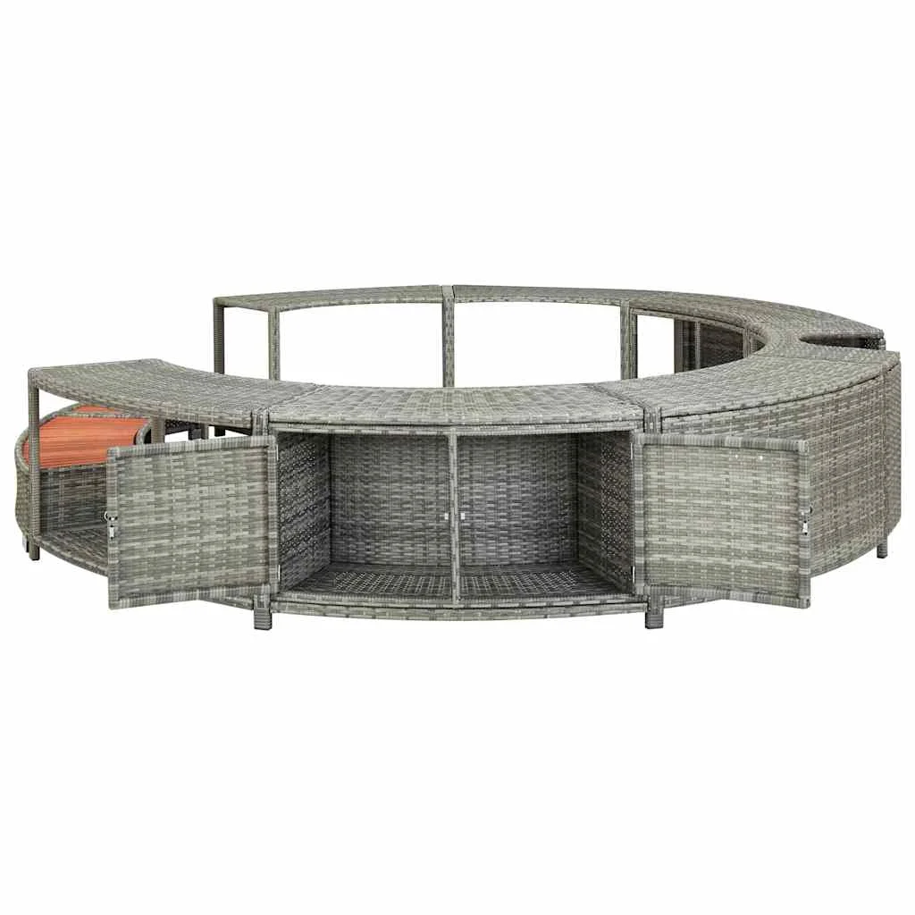Szürke polyrattan jakuzzi-keret