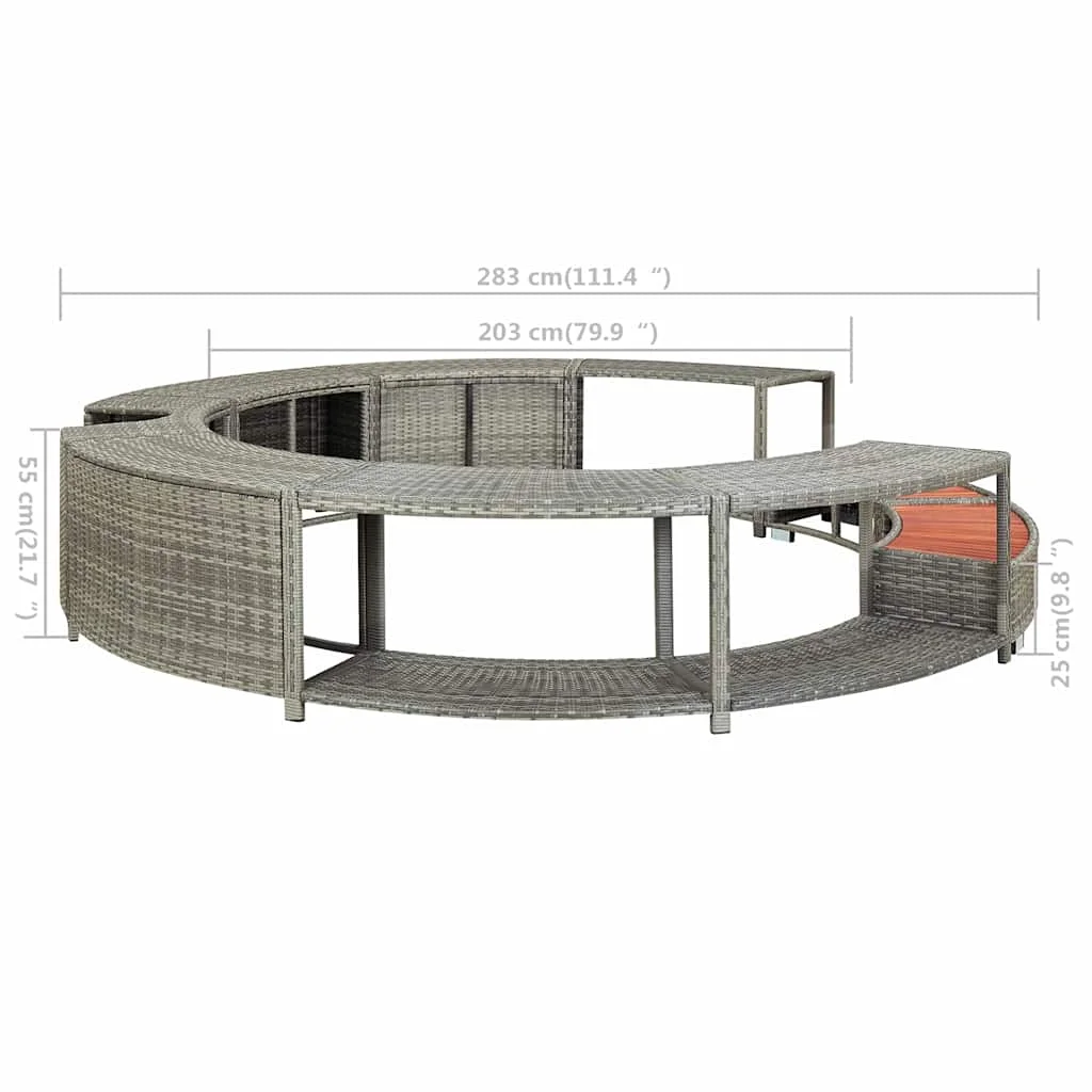 Szürke polyrattan jakuzzi-keret
