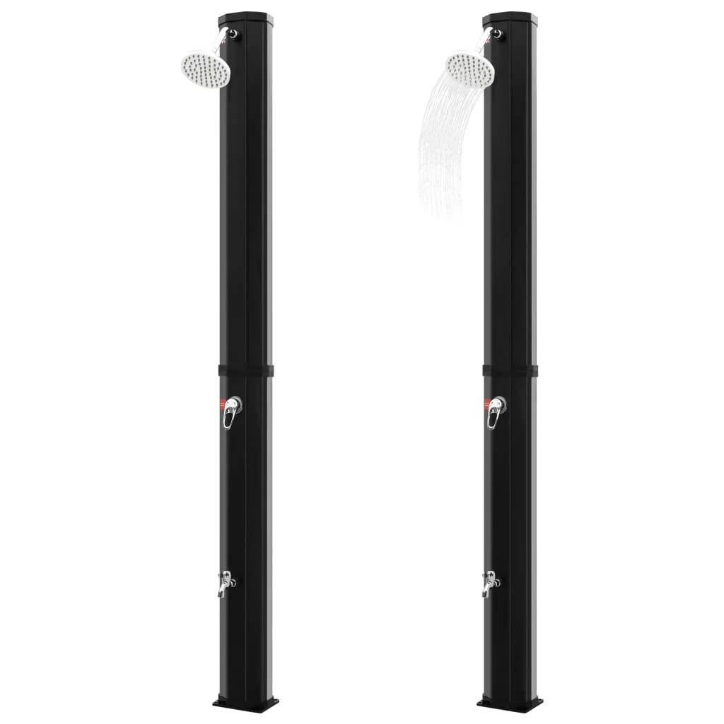 Fekete kültéri szolárzuhany zuhanyfejjel és csappal 35 L