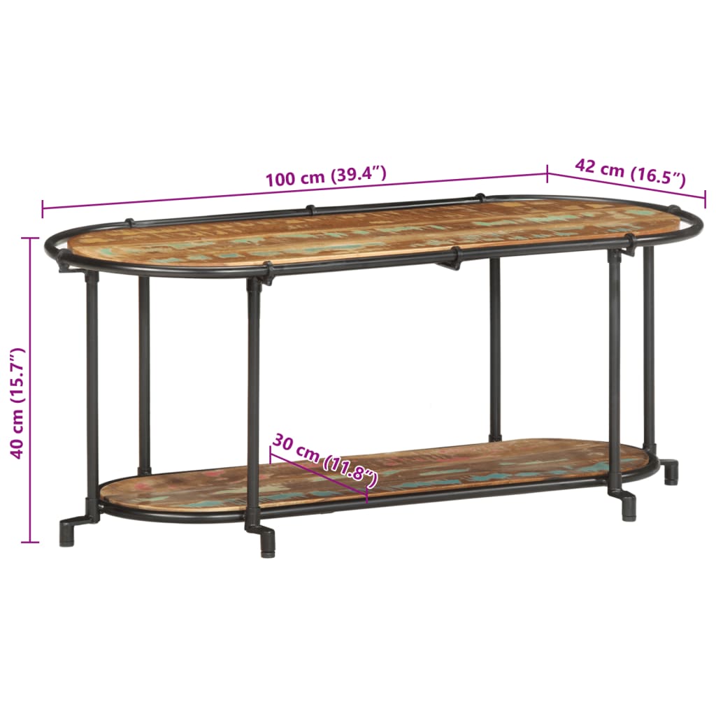 Tömör újrahasznosított fa TV-szekrény 100 x 42 x 40 cm